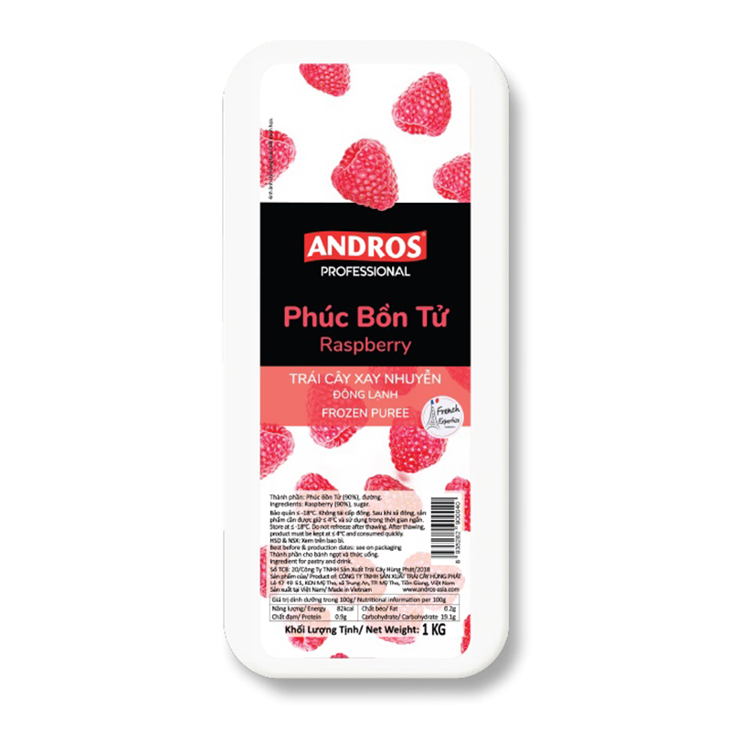 ANDROS Frozen Raspberry -  Phúc Bồn Tử 1kg (Xay nhuyễn)