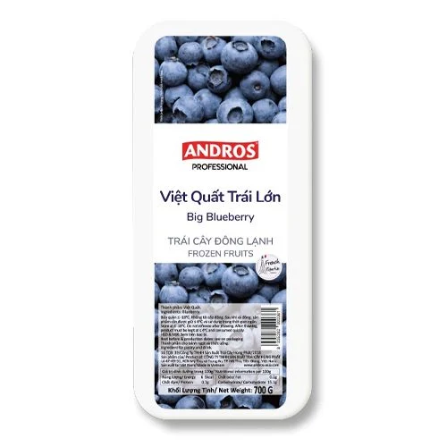 ANDROS Frozen Blueberry - Việt quất đông lạnh 700gr (Nguyên trái)