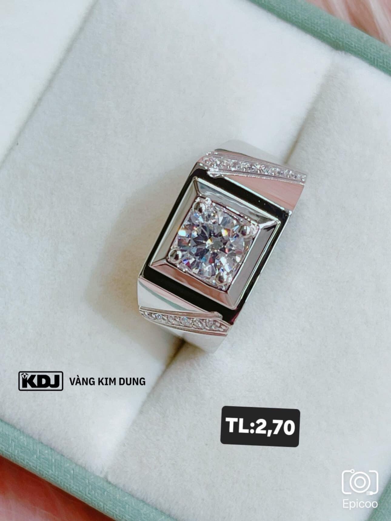 Nhẫn nam vàng trắng 18k