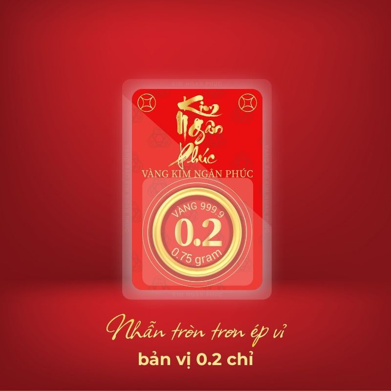 Nhẫn 0.2 chỉ tròn trơn ép vỉ Kim Ngân Phúc bản vị