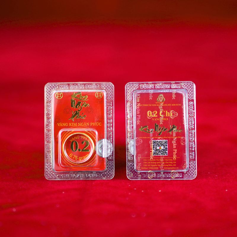 Nhẫn 0.2 chỉ tròn trơn ép vỉ Kim Ngân Phúc