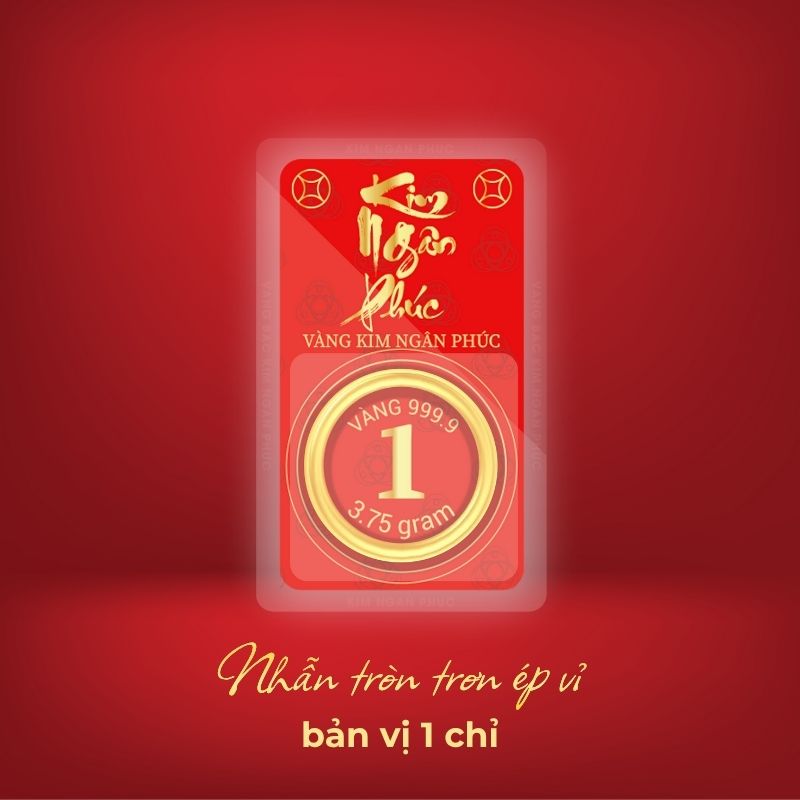 Nhẫn 1 chỉ tròn trơn ép vỉ Kim Ngân Phúc bản vị