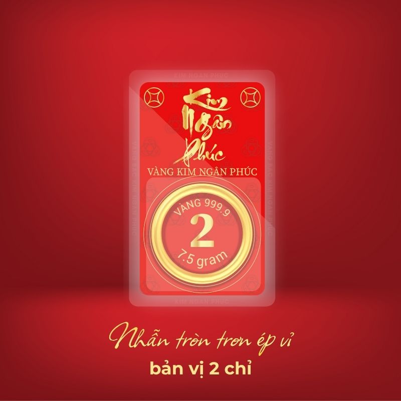 Nhẫn 2 chỉ tròn trơn ép vỉ Kim Ngân Phúc bản vị