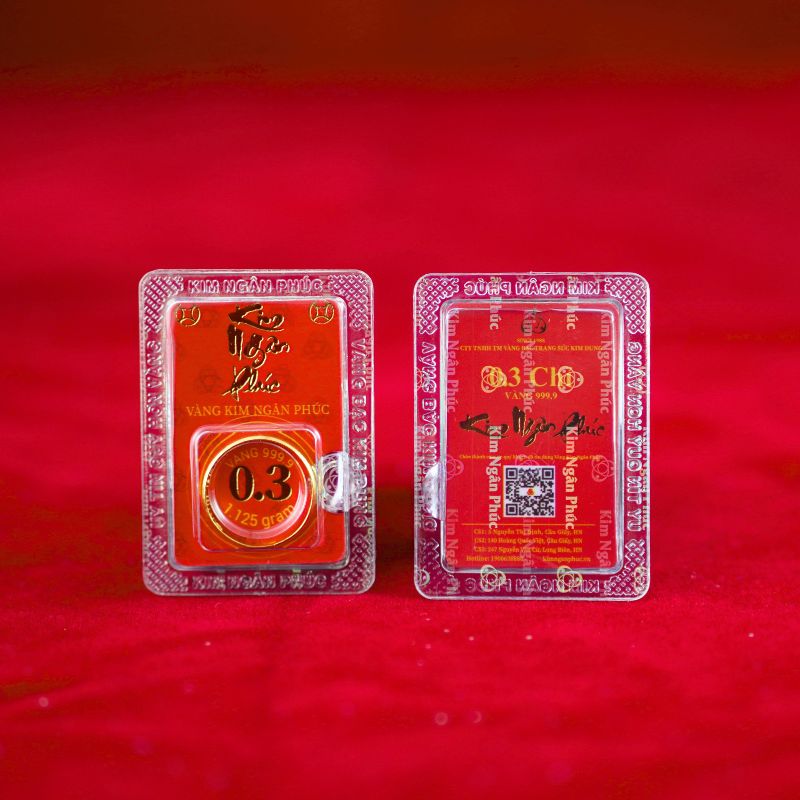 Nhẫn 0.3 chỉ tròn trơn ép vỉ Kim Ngân Phúc