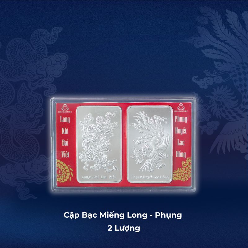 Cặp Bạc Miếng Long - Phụng - 2 Lượng