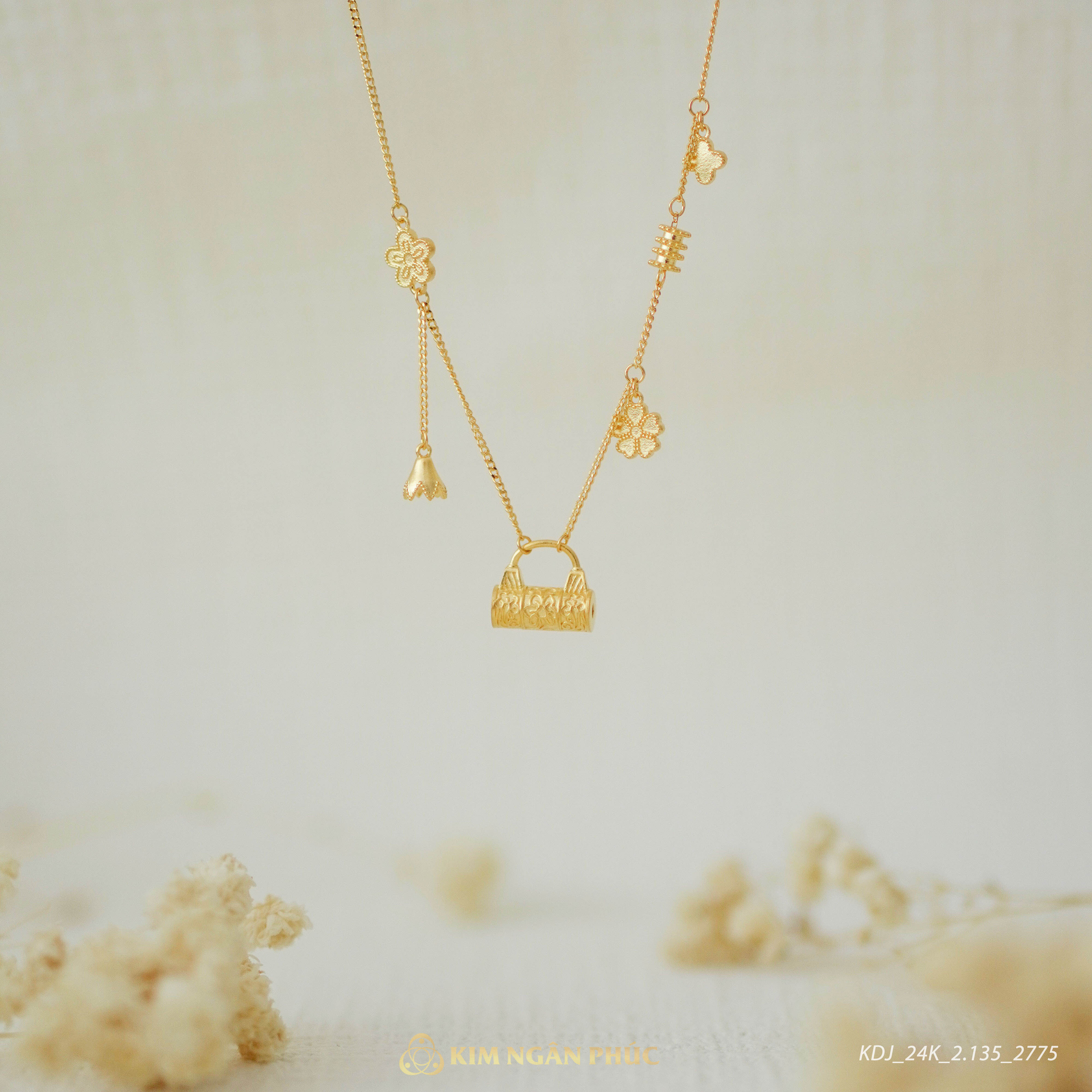 Dây chuyền Túi Charm May Mắn 24k