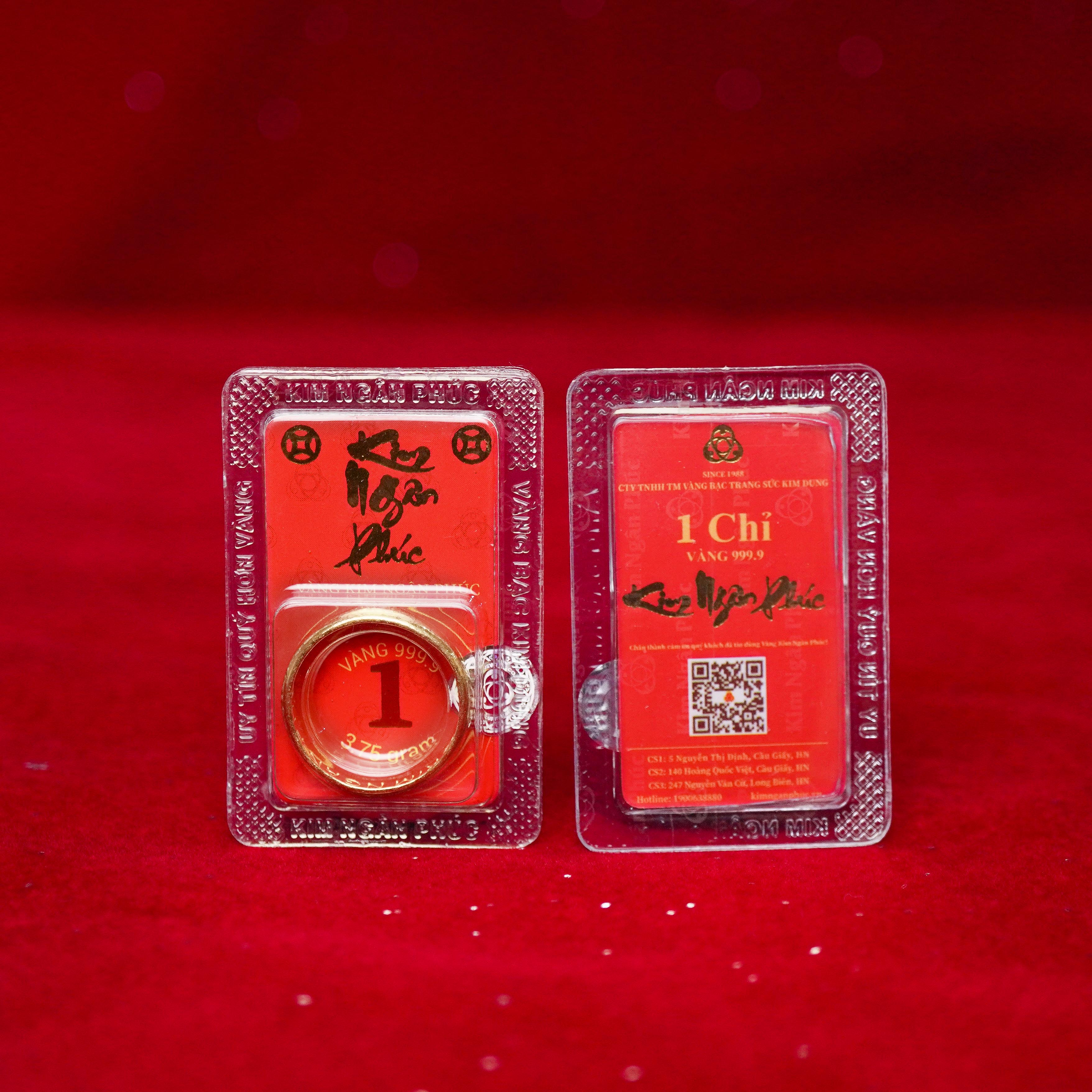 Nhẫn 1 chỉ tròn trơn ép vỉ Kim Ngân Phúc