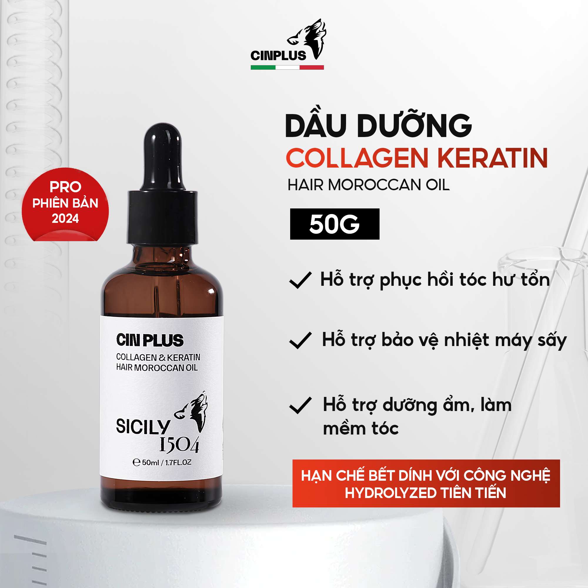 CINPLUS | Dầu Dưỡng Collagen & Keratin Hair Moroccan Oil | SICILY 1504