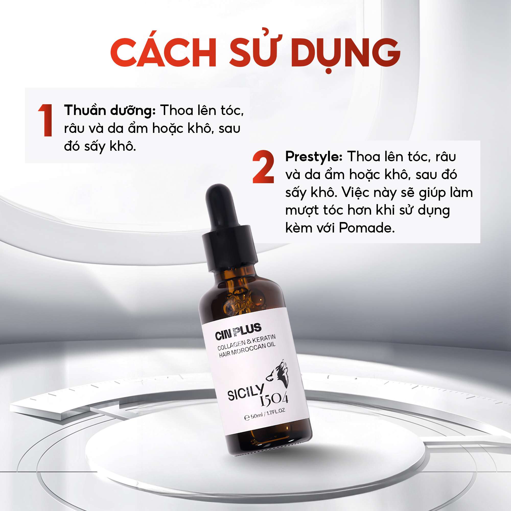 CINPLUS | Dầu Dưỡng Collagen & Keratin Hair Moroccan Oil | SICILY 1504