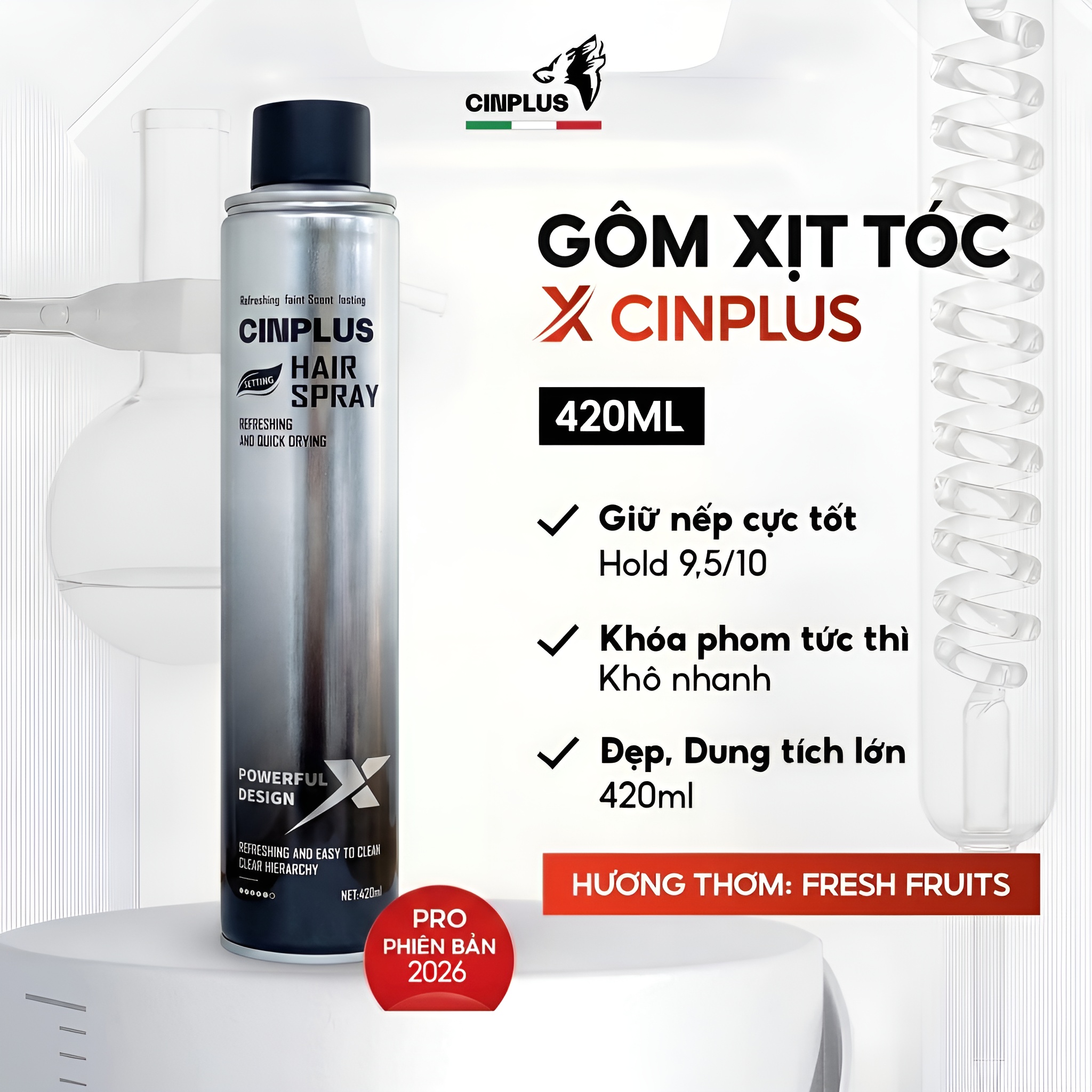 Gôm xịt tóc Cinplus Refreshing and Quick Drying 420ml