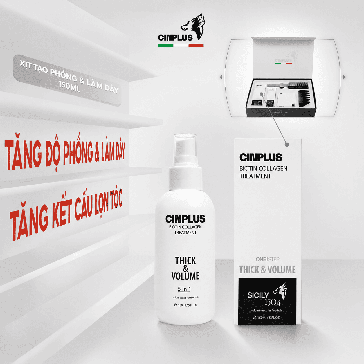 CINPLUS |  Xịt Làm Dày & Phồng Tóc | SICILY 1504 Thick & Volume