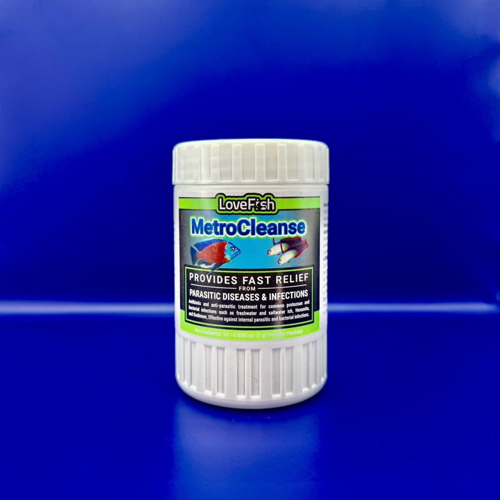 Lovefish - Metrocleanse - trị bệnh ick, velet, lỗ đầu/đường bên, ký sinh trùng