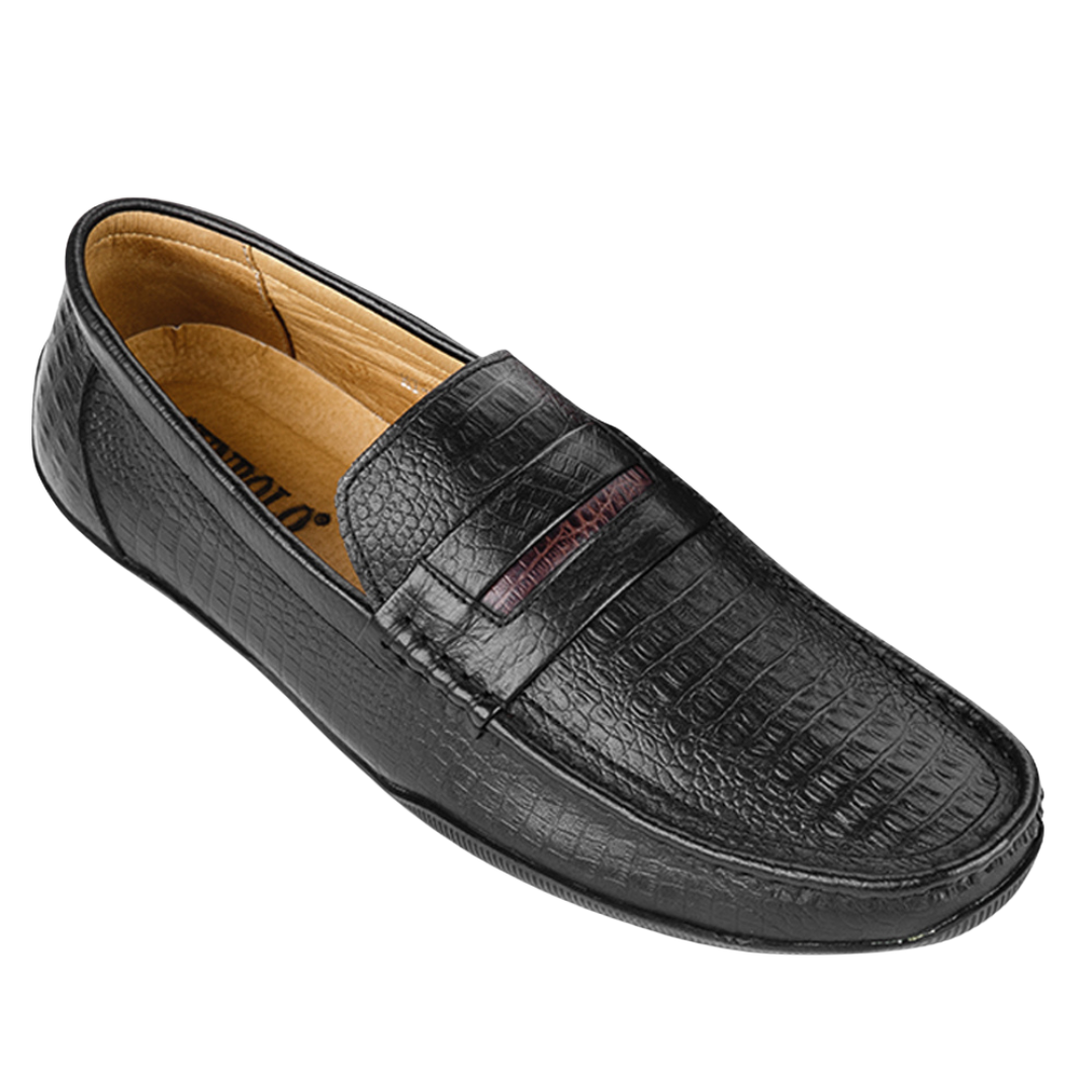 Giày lười nam KT2588 da bò vân cá sâu có 2 phiên bản màu Đen/Nâu