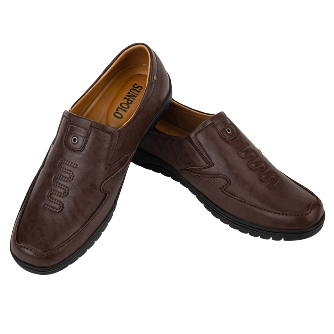 Giày lười nam SUS511 da bò mũi tròn có 2 phiên bản màu Đen/Nâu