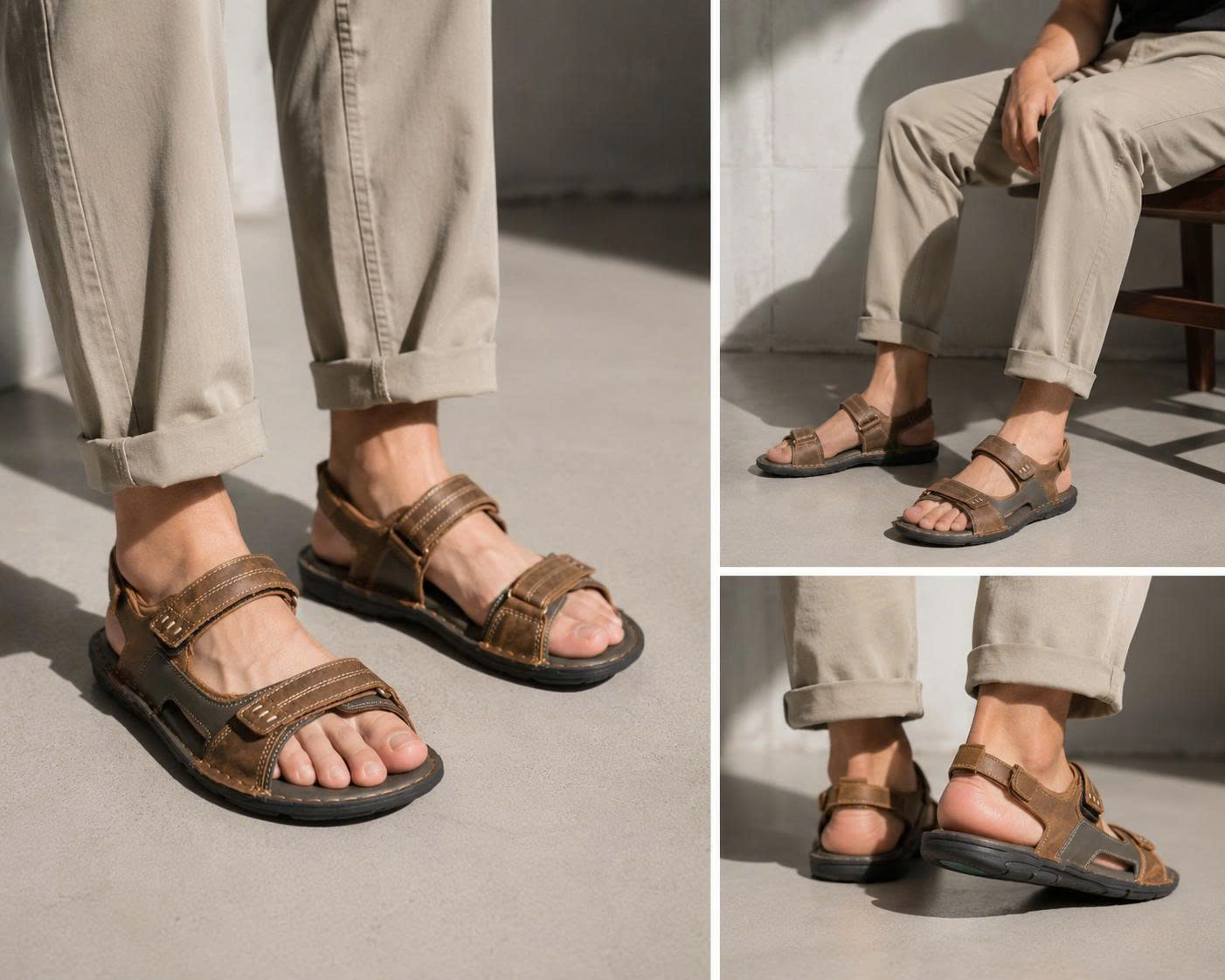 Giày Sandals SDA032 Nam Da Bò SUNPOLO