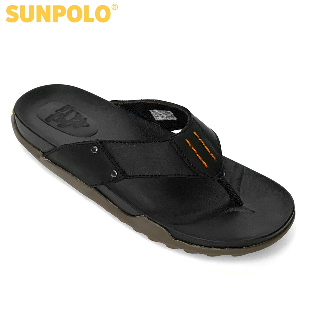 Dép Kẹp Nam Da Bò SUNPOLO Đen - SUPUS31D