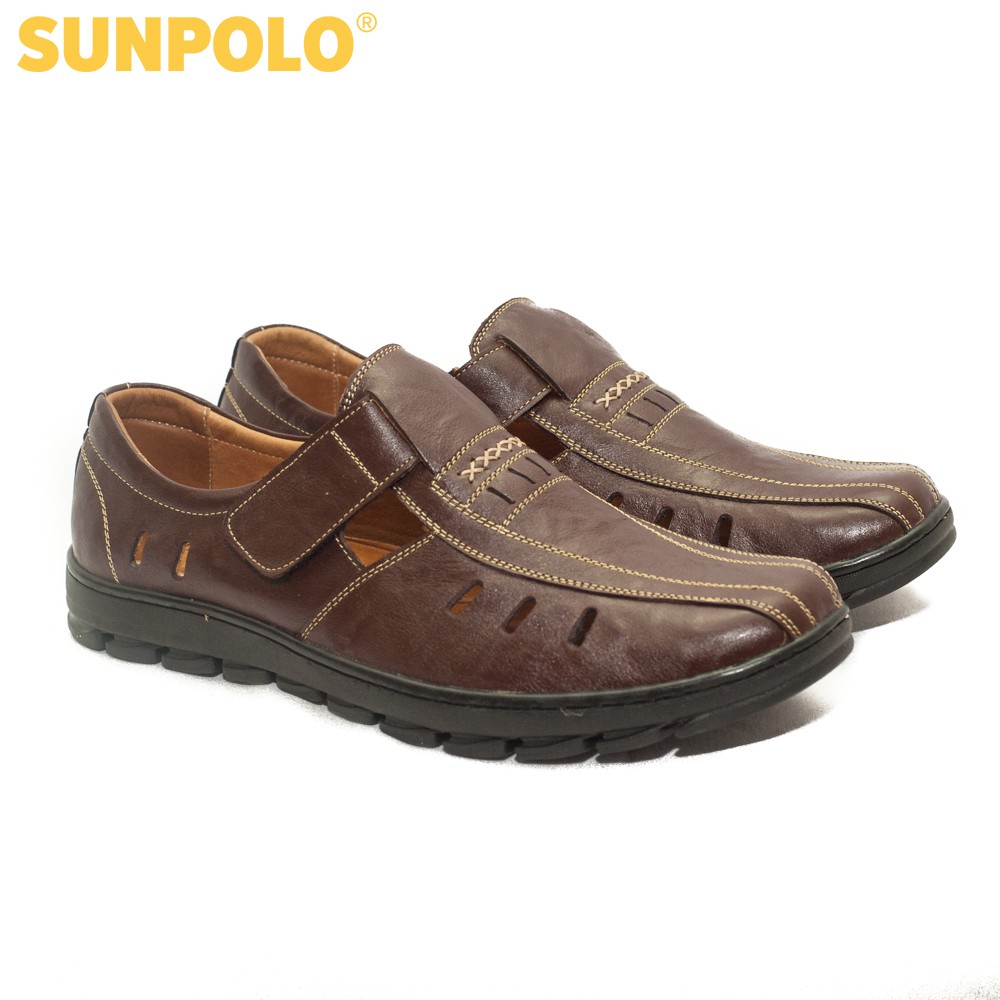 Giày Rọ Nam STA679 Da Bò SUNPOLO Đen Nâu