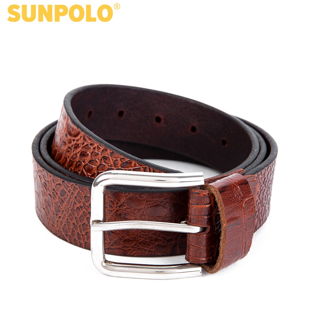 Dây nịt nam da bò SUNPOLO Nâu - BSBK32