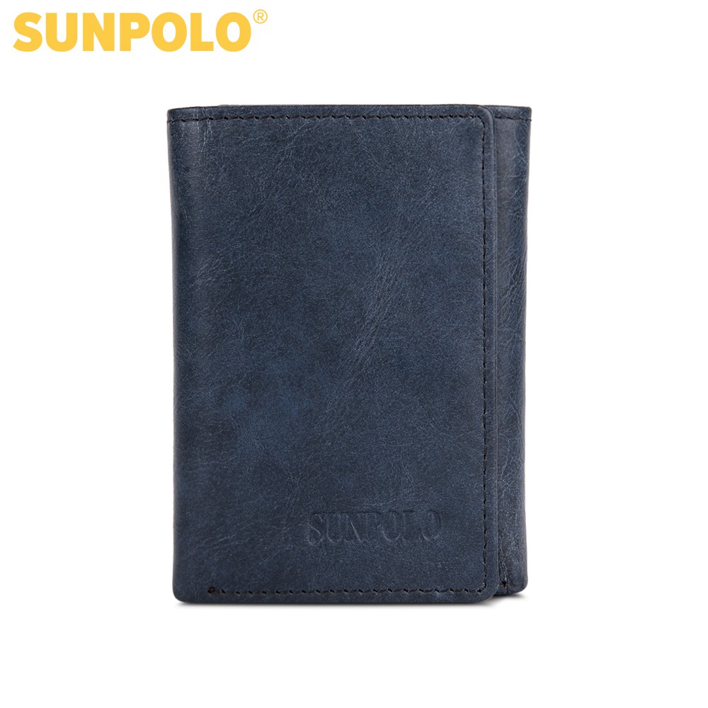 SUNPOLO ví gấp ba nam da bò cao cấp WSTF51