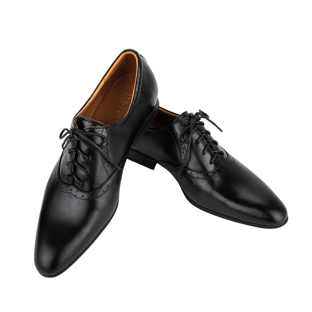 Giày tây nam MU5572 da bò mũi nhọn màu đen