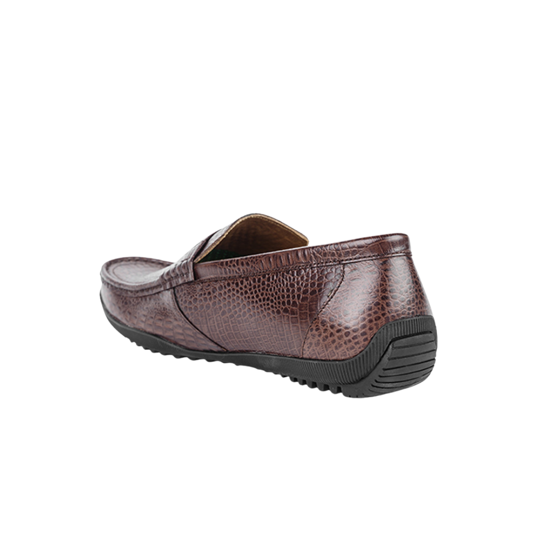 Giày lười nam KT2588 da bò vân cá sâu có 2 phiên bản màu Đen/Nâu