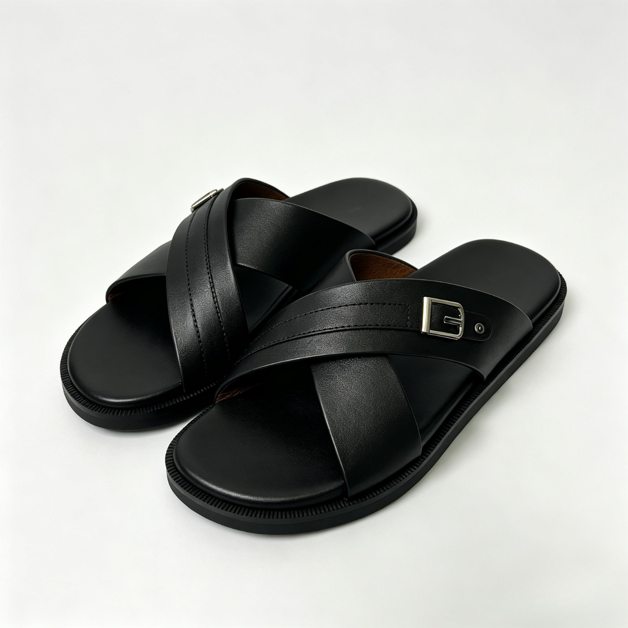 Dép Quai Chéo Nam Da Bò YQC5MK Có BigSize  44 - 45