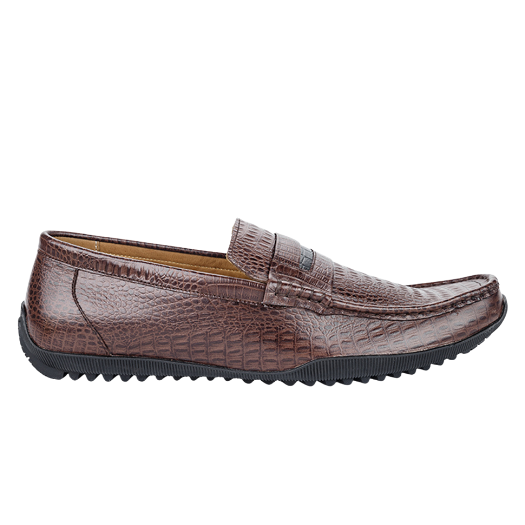 Giày lười nam KT2588 da bò vân cá sâu có 2 phiên bản màu Đen/Nâu