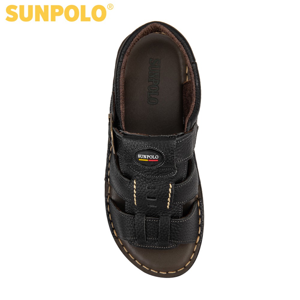 Xăng Đan Nam SDA023 Da Bò SUNPOLO Đen Nâu
