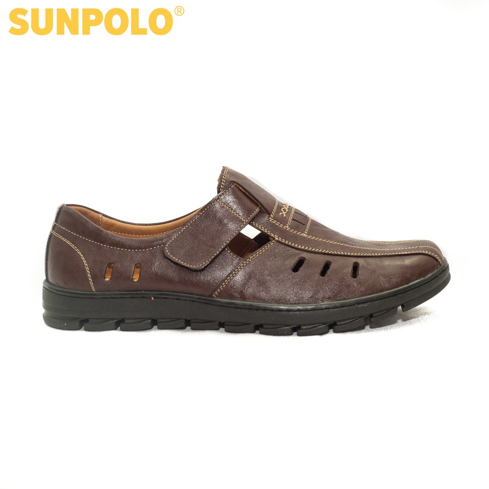 Giày Rọ Nam STA679 Da Bò SUNPOLO Đen Nâu