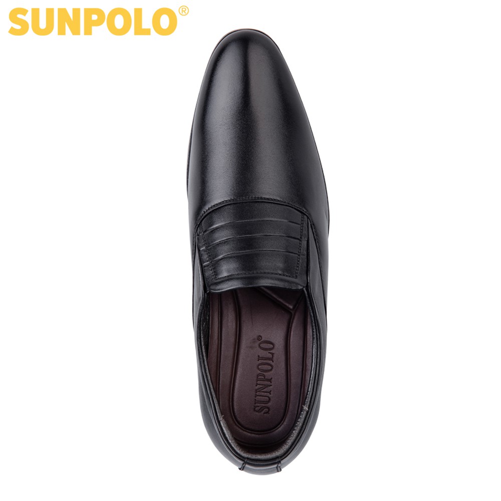 Giày tây nam SPH342 Da bò SUNPOLO giày công sở, đi tiệc đế cao 3cm