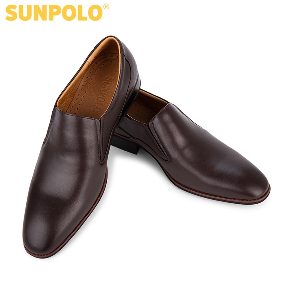Giày Tây Nam SUMU6673 Da Bò SUNPOLO Đen Nâu