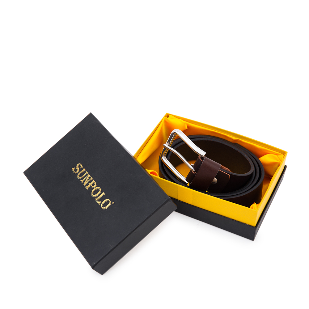 Dây nịt nam BS33DN da bò SUNPOLO Đen Nâu