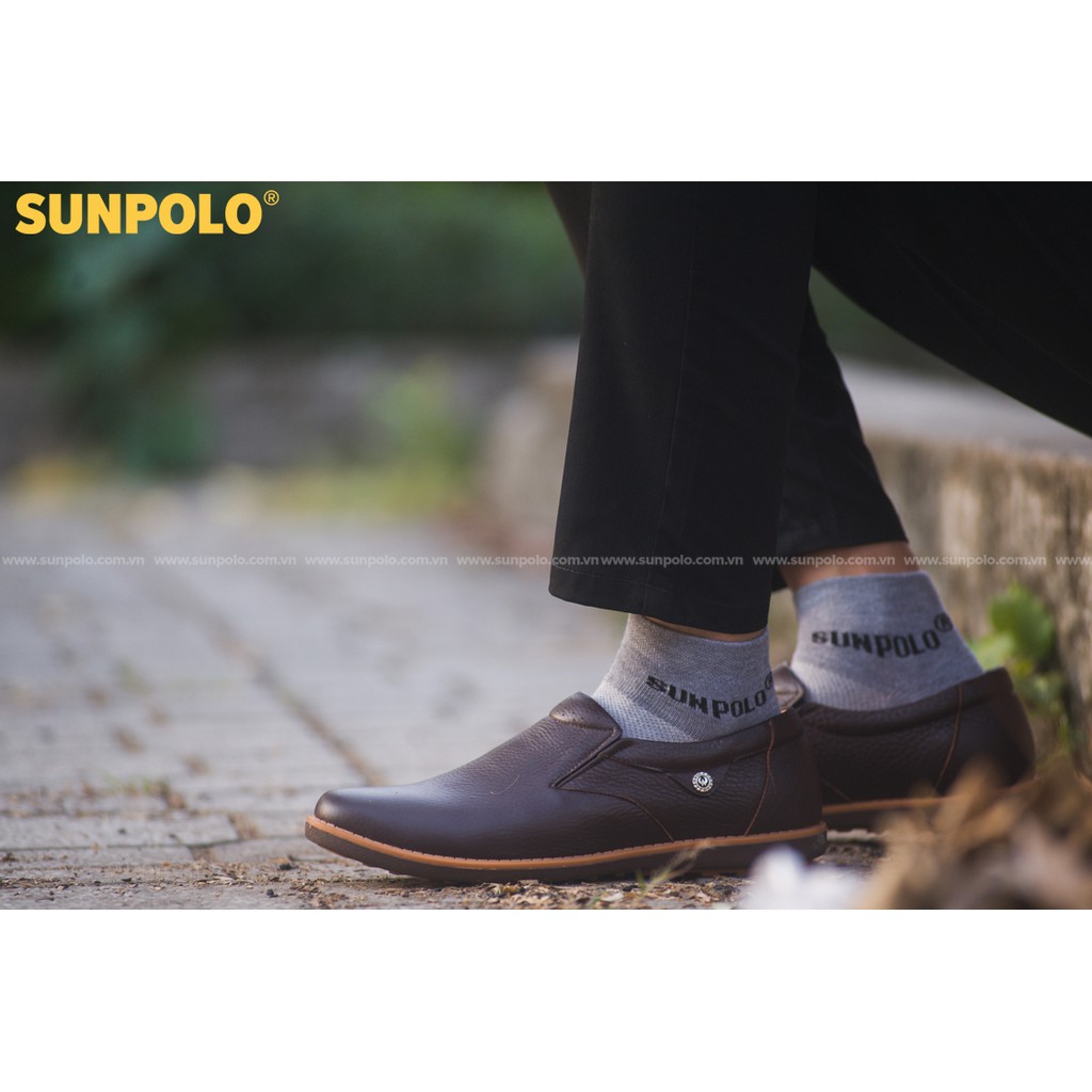 Giày Mọi Nam SUMU01 Da Bò Nâu