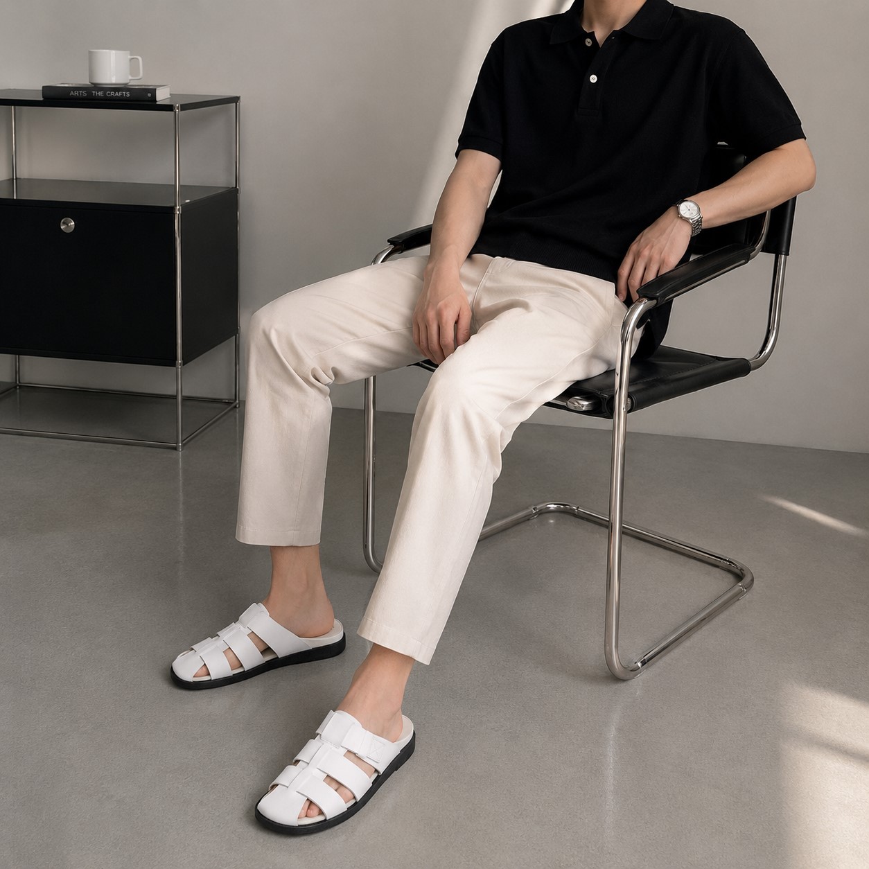 Dép Bít Mũi Nam YBIXG3 Da Bò SUNPOLO Có Big Size 44-45
