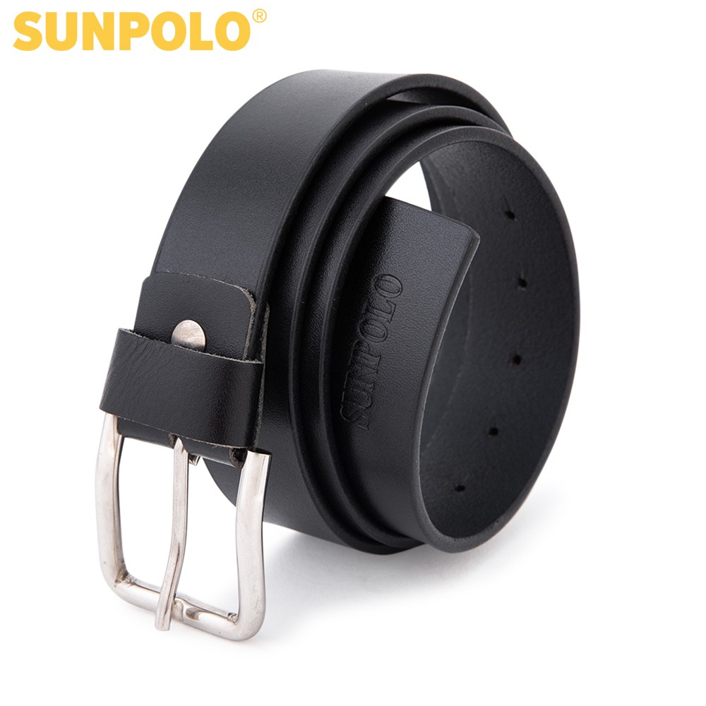 Dây nịt nam BS33DN da bò SUNPOLO Đen Nâu