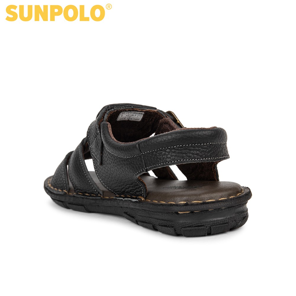 Xăng Đan Nam SDA023 Da Bò SUNPOLO Đen Nâu