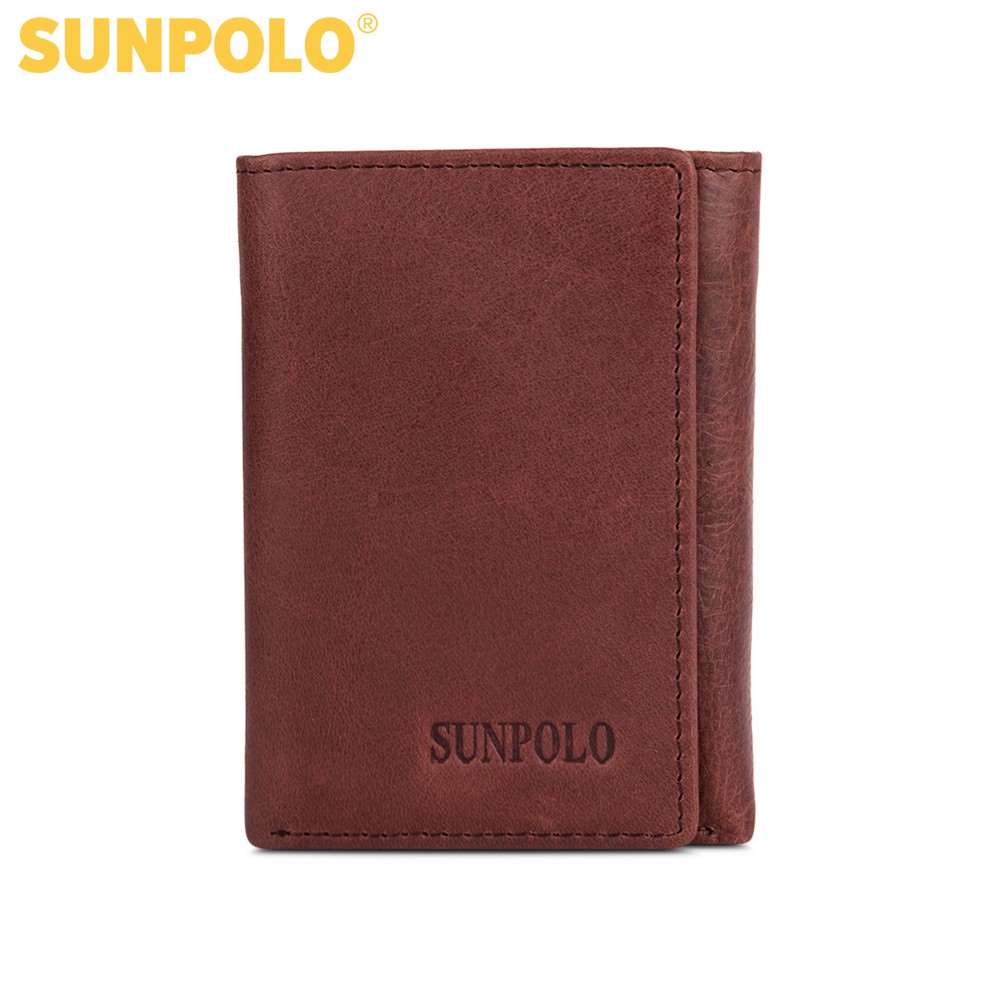 SUNPOLO ví gấp ba nam da bò cao cấp WSTF51