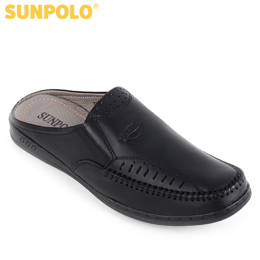 Dép sapo SPO196 da bò Đen Nâu