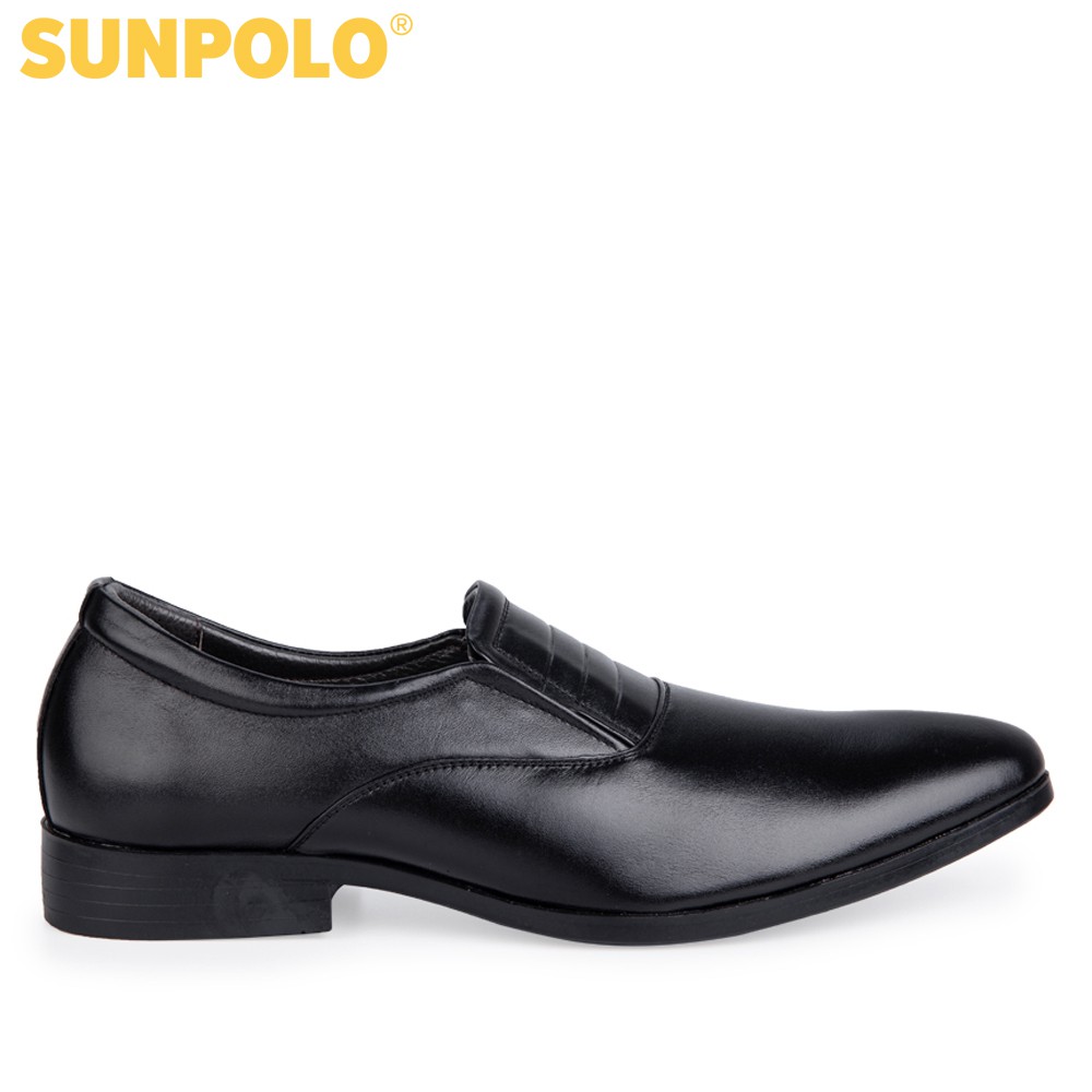 Giày tây nam SPH342 Da bò SUNPOLO giày công sở, đi tiệc đế cao 3cm