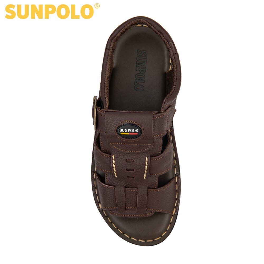 Xăng Đan Nam SDA023 Da Bò SUNPOLO Đen Nâu