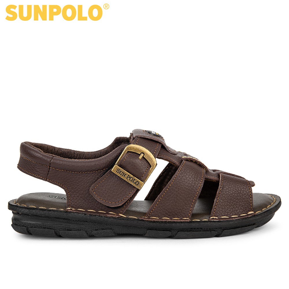 Xăng Đan Nam SDA023 Da Bò SUNPOLO Đen Nâu