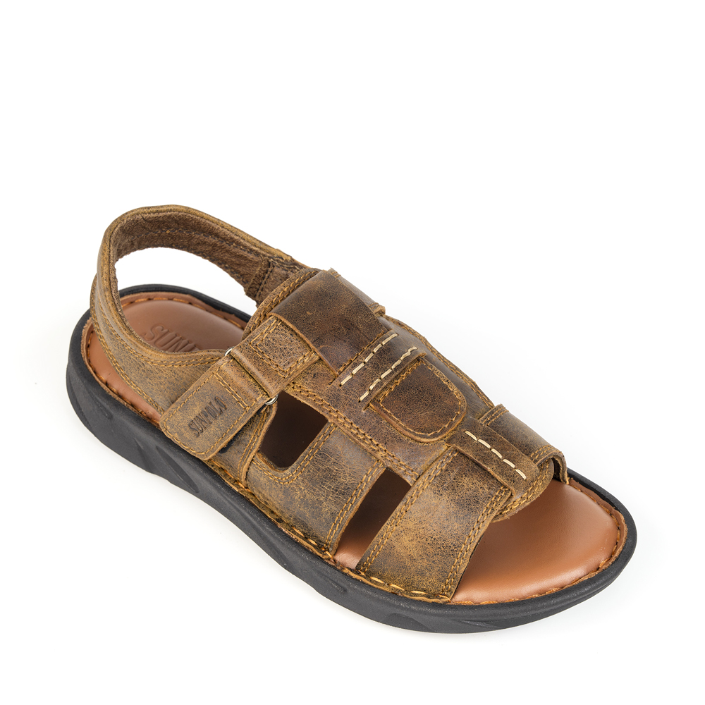 Xăng Đan Nam Da Bò Cao Cấp SUNPOLO Sandals SDF060 Đi Học, Đi Chơi