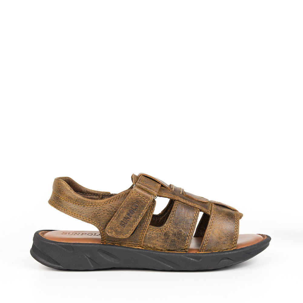 Xăng Đan Nam Da Bò Cao Cấp SUNPOLO Sandals SDF060 Đi Học, Đi Chơi