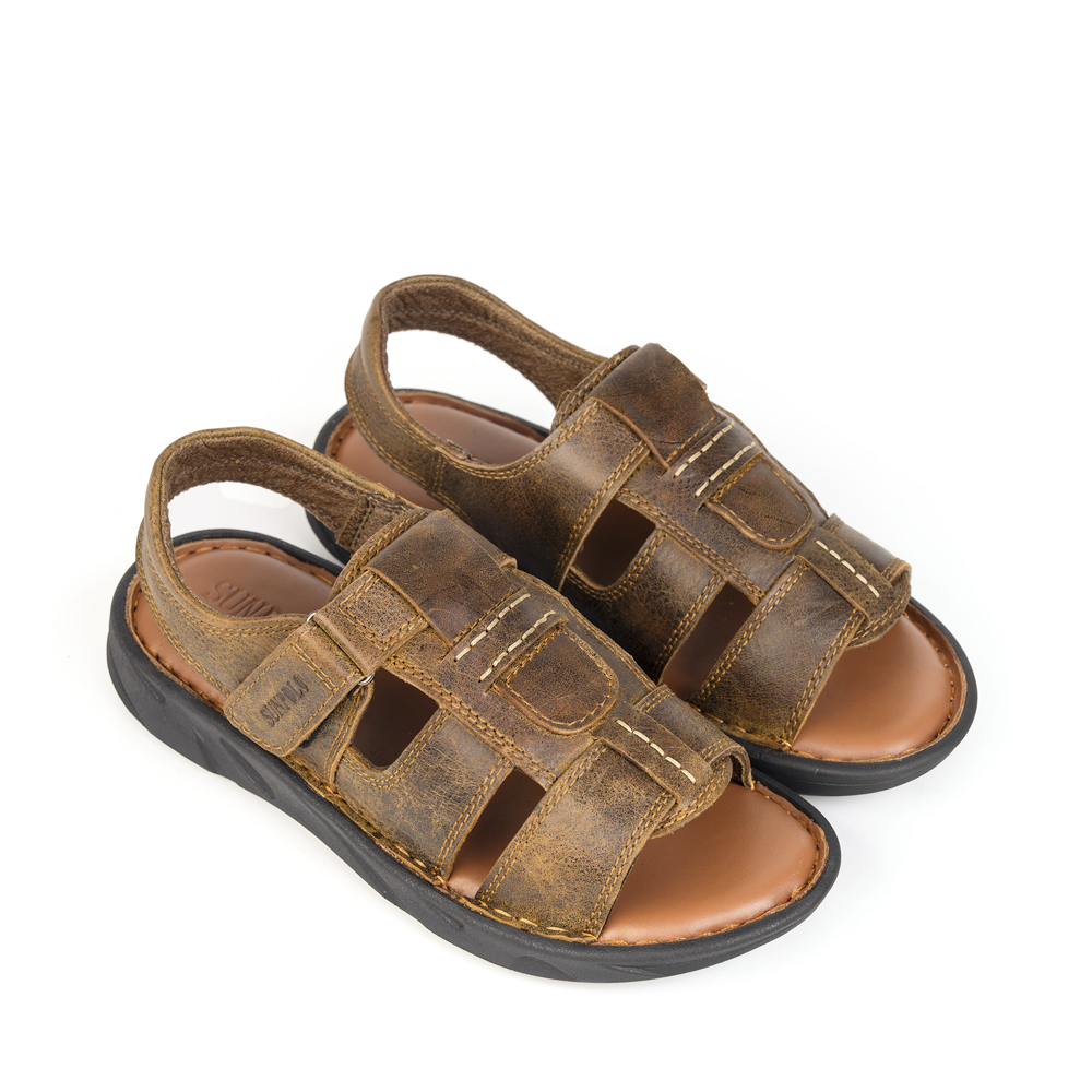 Xăng Đan Nam Da Bò Cao Cấp SUNPOLO Sandals SDF060 Đi Học, Đi Chơi