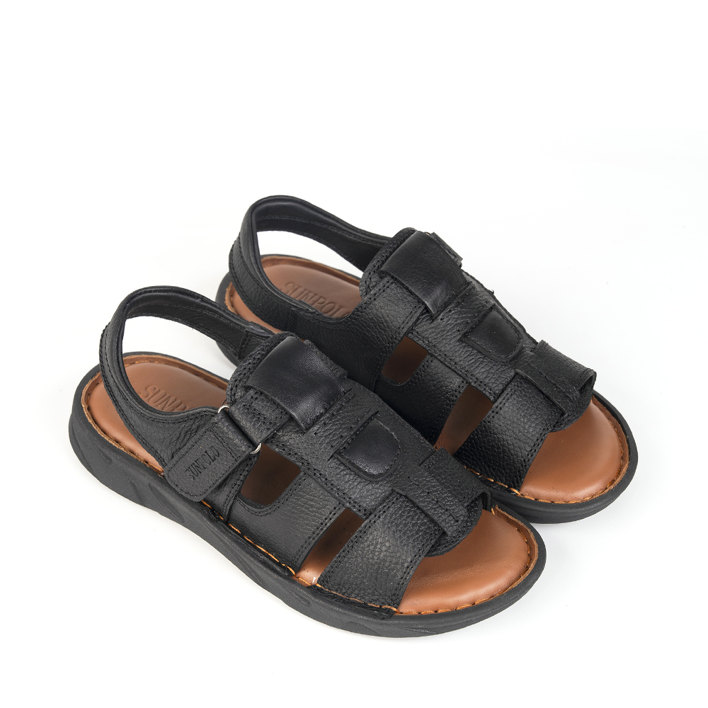 Xăng Đan Nam Da Bò Cao Cấp SUNPOLO Sandals SDF060 Đi Học, Đi Chơi