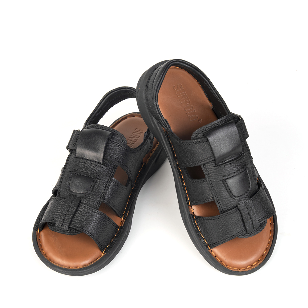 Xăng Đan Nam Da Bò Cao Cấp SUNPOLO Sandals SDF060 Đi Học, Đi Chơi