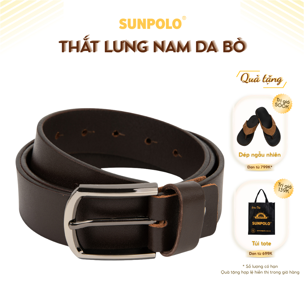 Dây nịt Nam Da Bò SUNPOLO Khóa Kim BELT52