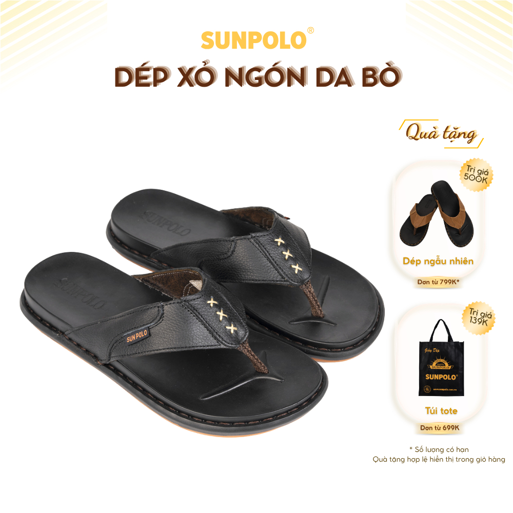 Dép kẹp nam KEP015 da bò 3 phiên bản màu Đen/Nâu/Bò