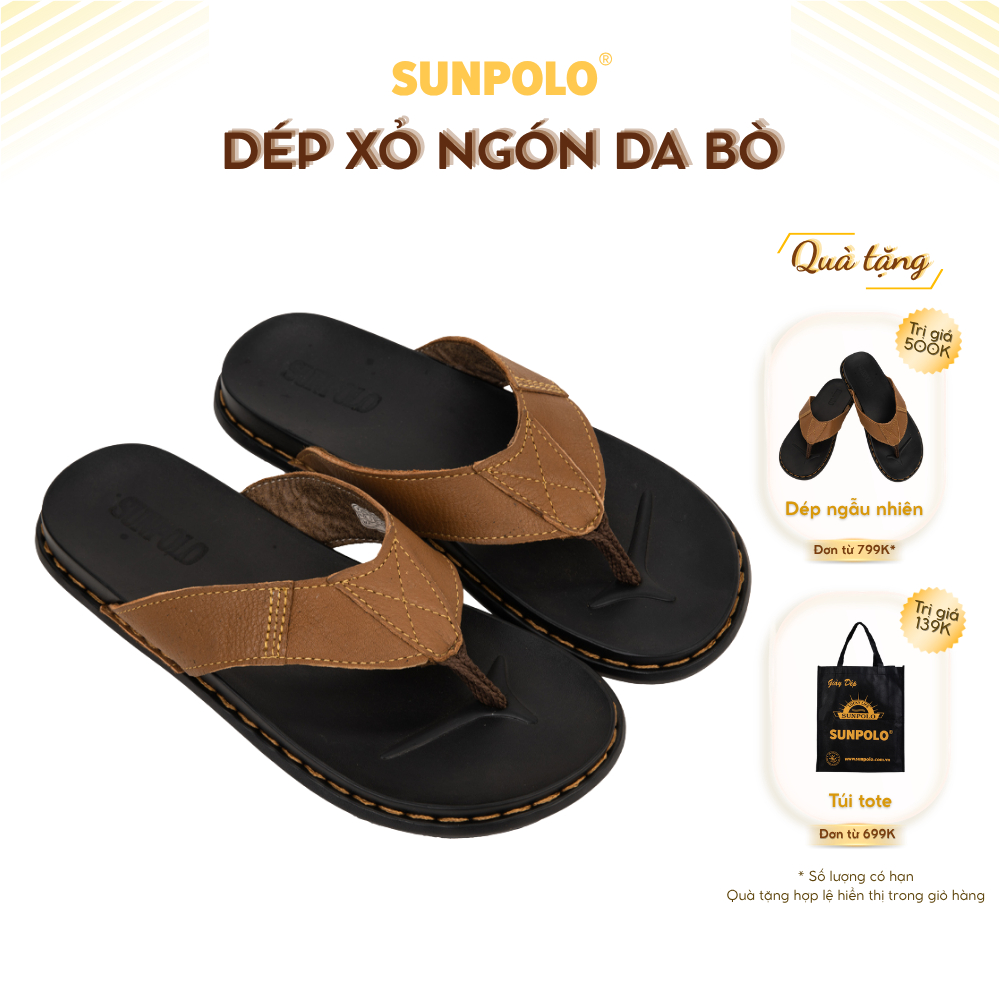 Dép kẹp xỏ ngón KEP013 da bò SUNPOLO