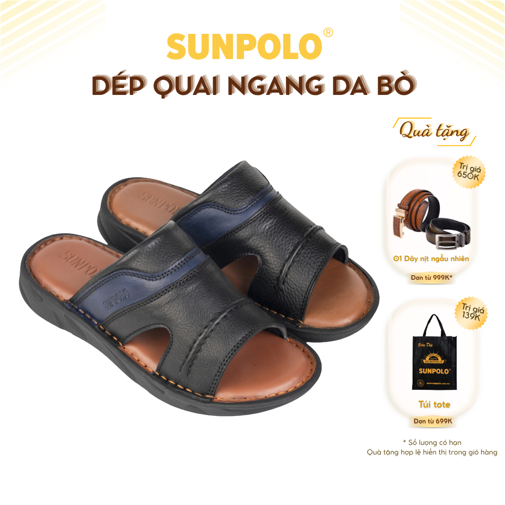 Dép Quai Ngang Nam Da Bò SUNPOLO FQN061